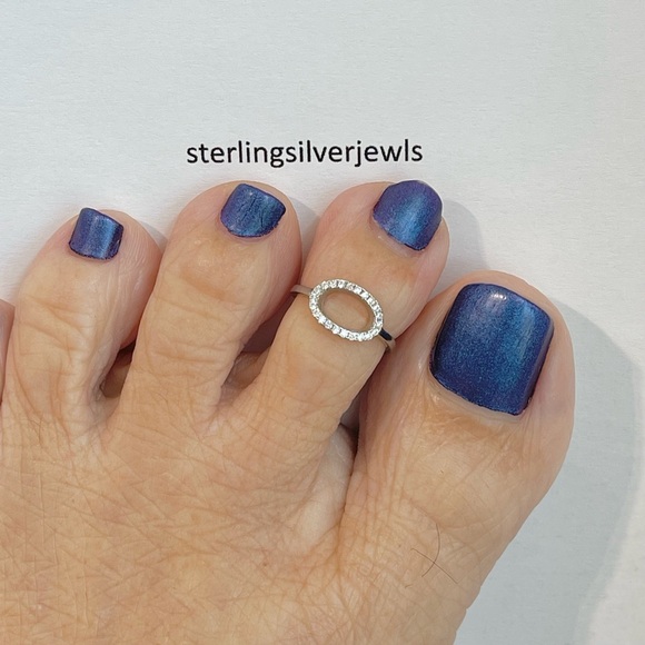 Sterling Silver Open Circle CZ Toe Ring, Halo Rings, CZ Stone Jewelry - Picture 11 of 11